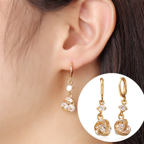 Crystal Zirconia Indian Gold Plated Earrings