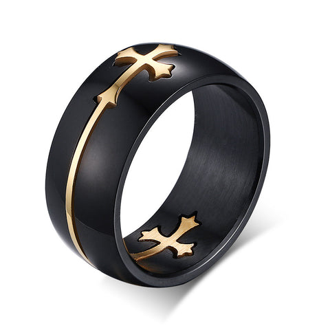 Cross Ring for Men Woman Black Color Stainless Steel Cool Male Design Jewelry mj-