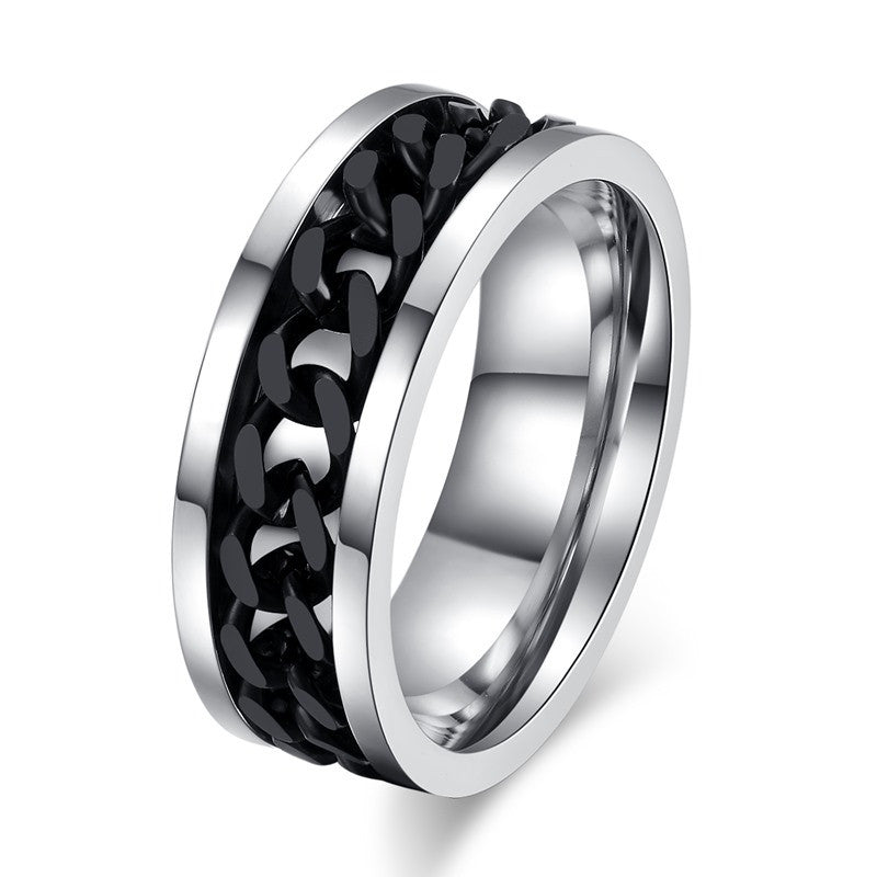 Chain Ring For Men Titanium Steel Metal Finger Jewelry mj-
