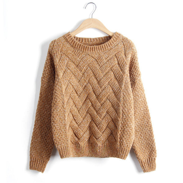 Warm 3D Wave Knit Pullovers Loose Long Sleeve Sweaters For Women