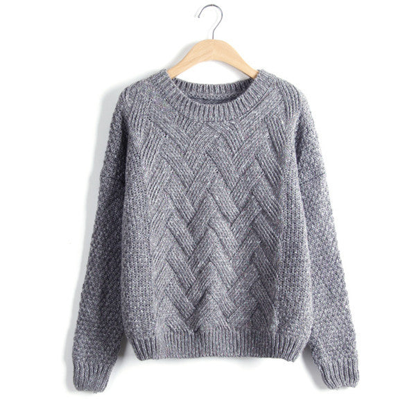 Warm 3D Wave Knit Pullovers Loose Long Sleeve Sweaters For Women