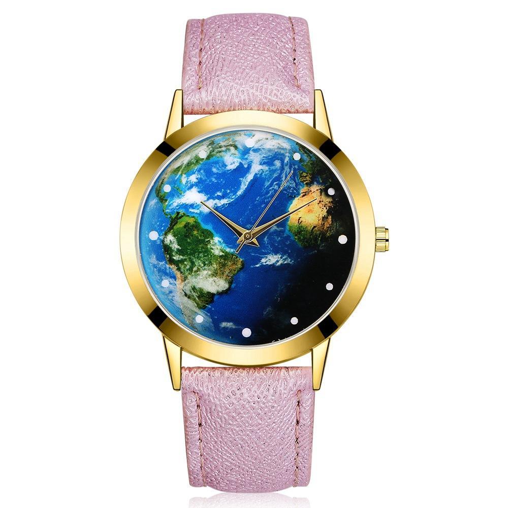 New World Map Golden Quartz Wristwatch ww-d wm-q