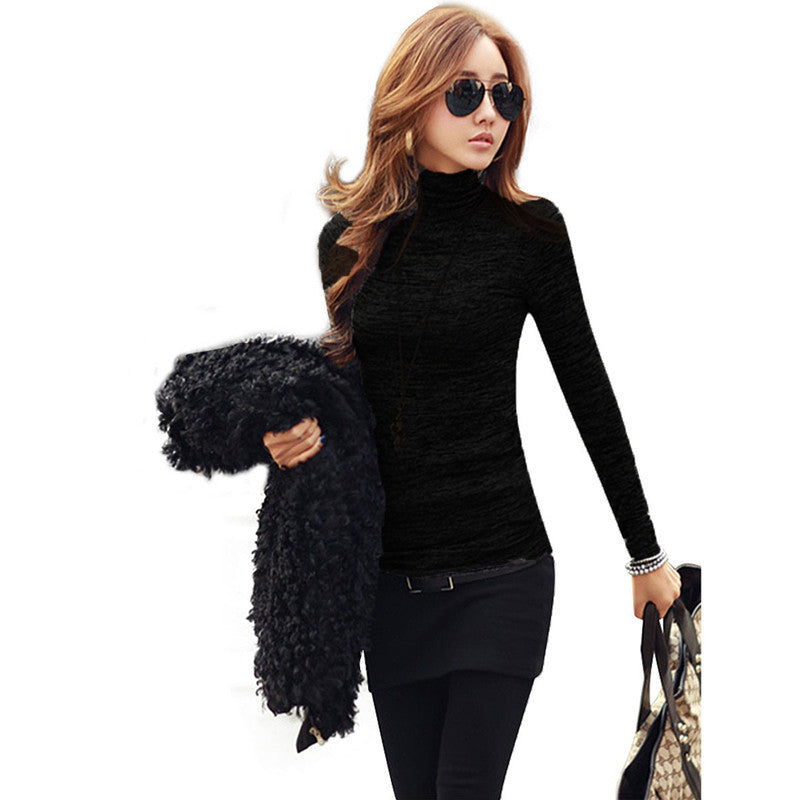 Fashion Slim Pullovers Turtleneck Long Sleeve Sweaters For Women