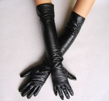 Faux Leather Long Fashion Gloves For Women