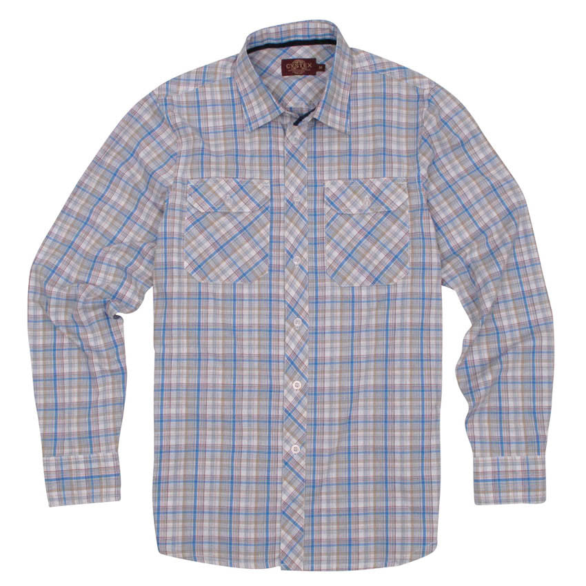 Casual Cotton Plaid Two Front Pocket Shirts for Men