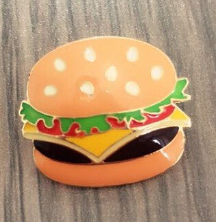 Cute Metal Pizza Hamburgers Hot Dogs Poached Eggs Dice Bombs Brooch Pins