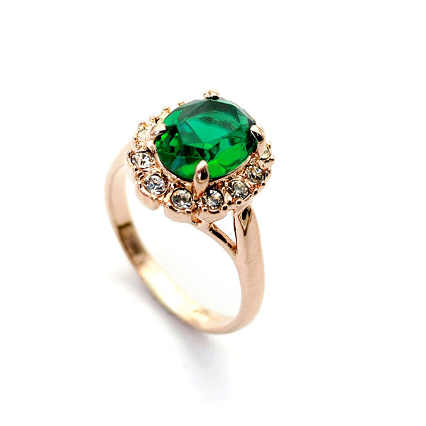 Gold Plated Finger Rings Elegant Brand Crystal For Women  wr-