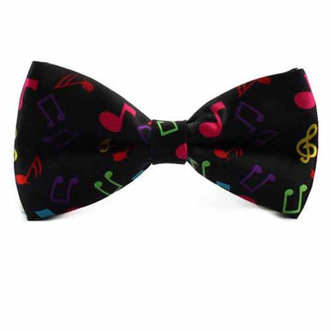 Black Bottom with Colorful Musical Note Design Bow Ties For Men