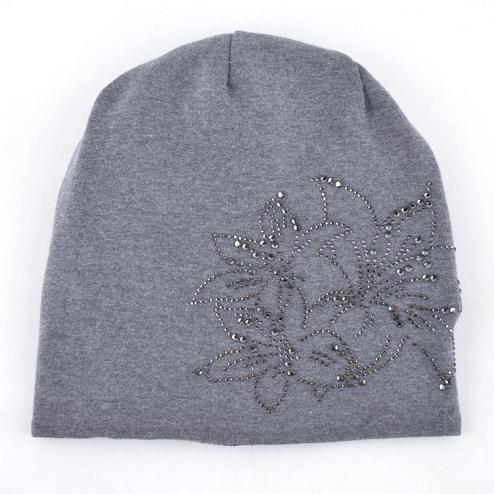 Winter Hip-Hop Flower Rhinestone Hats For Women