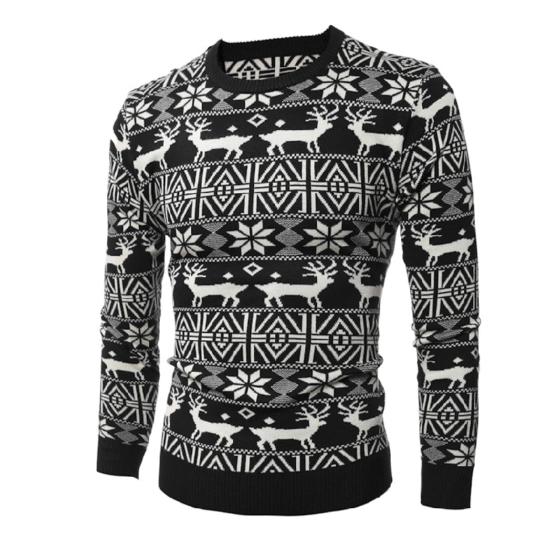 Deer Pattern Long Sleeve Men's Sweater