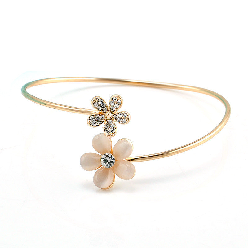 Flower Crystal Gold Plated Bracelets & Bangles Jewelry