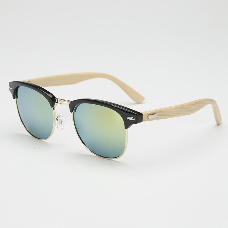 Half-Frame Unisex Wooden Sunglasses Unisex