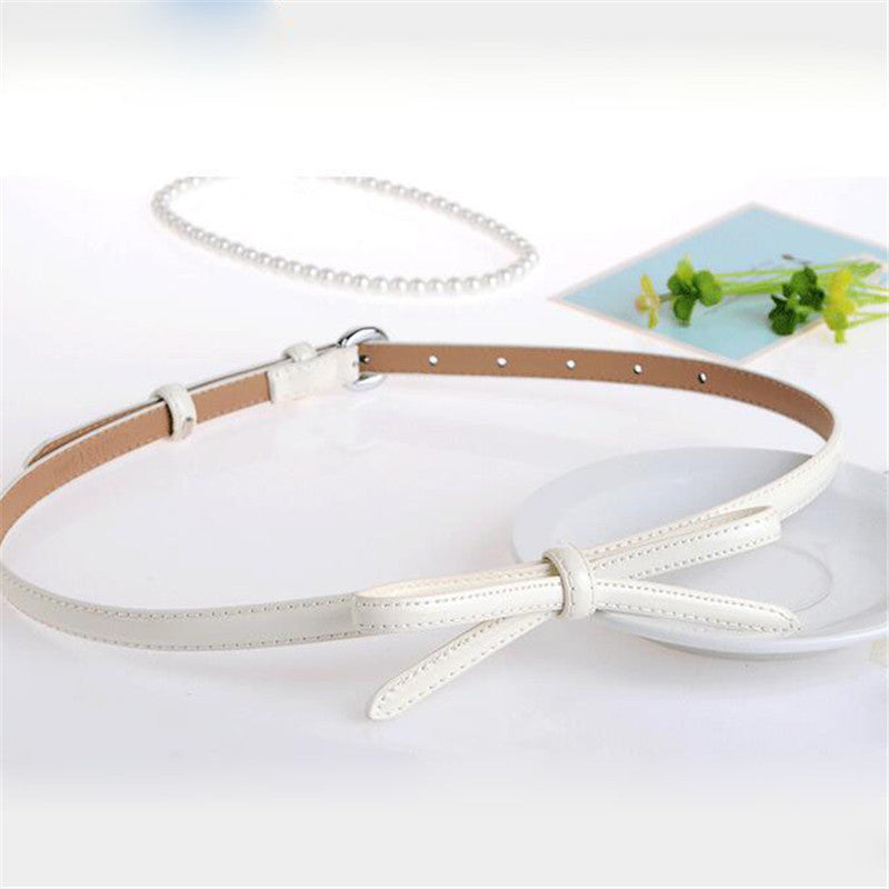 Small Bow Decoration Slim Belt For Women