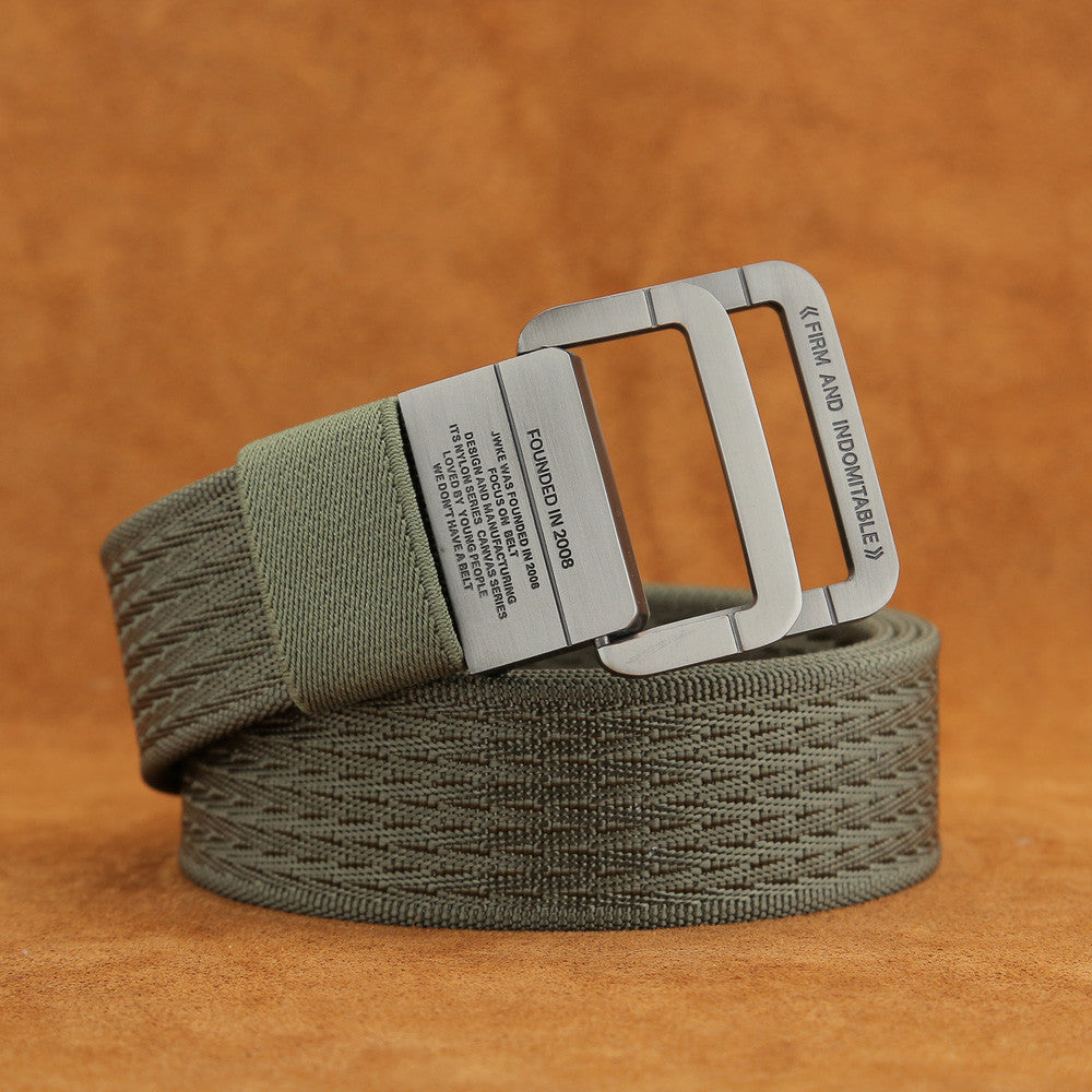 Military Tactical Double Ring Buckle Thicken Canvas Belt for Men