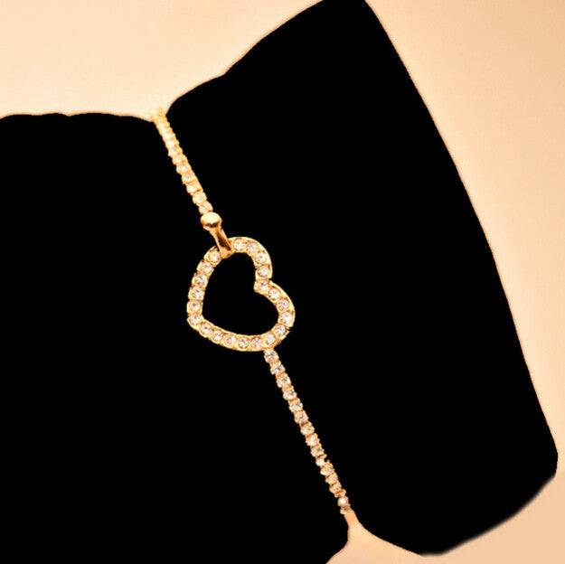 Adorable Lady Cuff Gold Plated Heart Bangle Fashion Bracelets