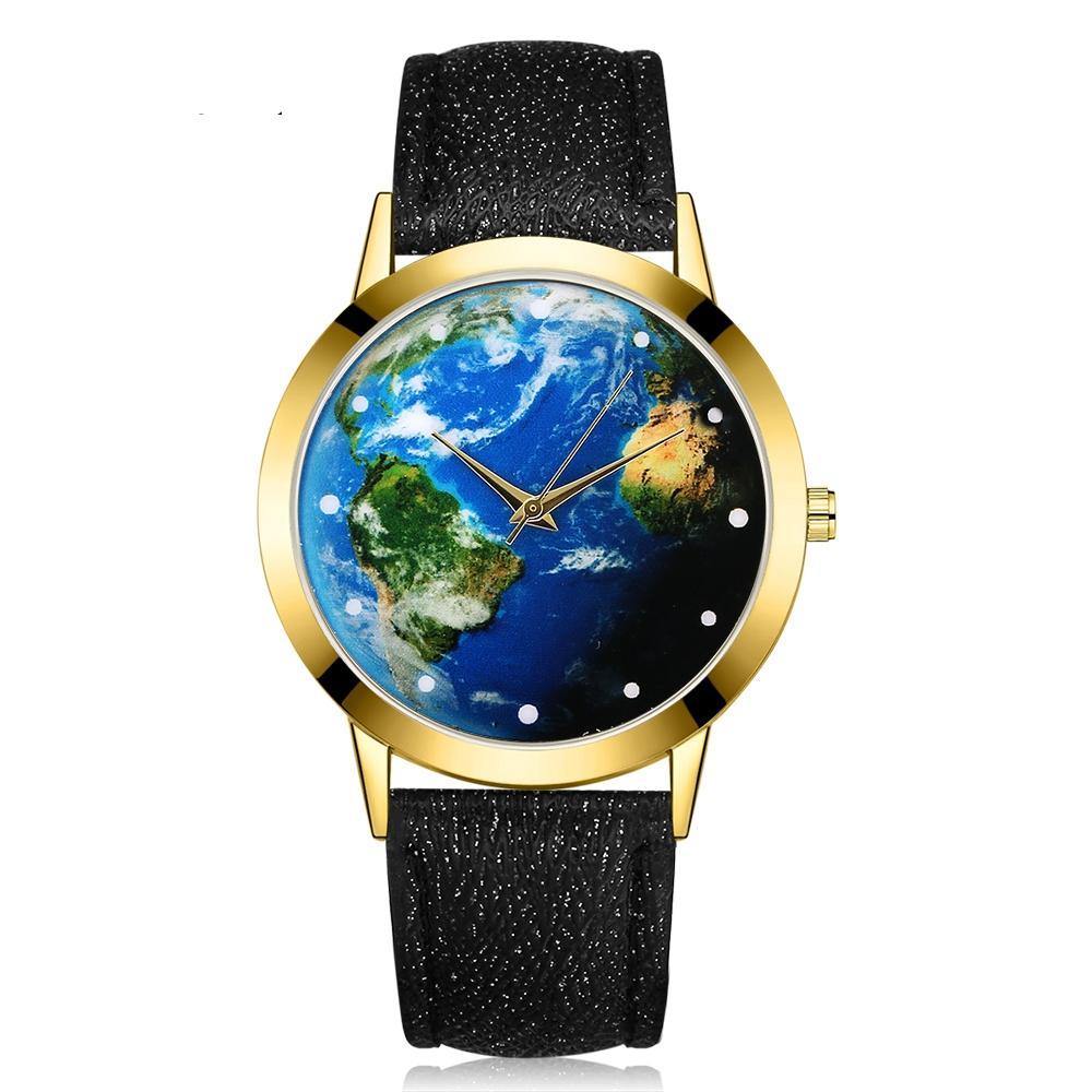 New World Map Golden Quartz Wristwatch ww-d wm-q