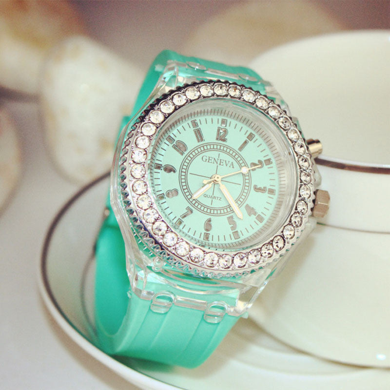 Luminous LED Women Quartz Silicon Band Watch ww-b