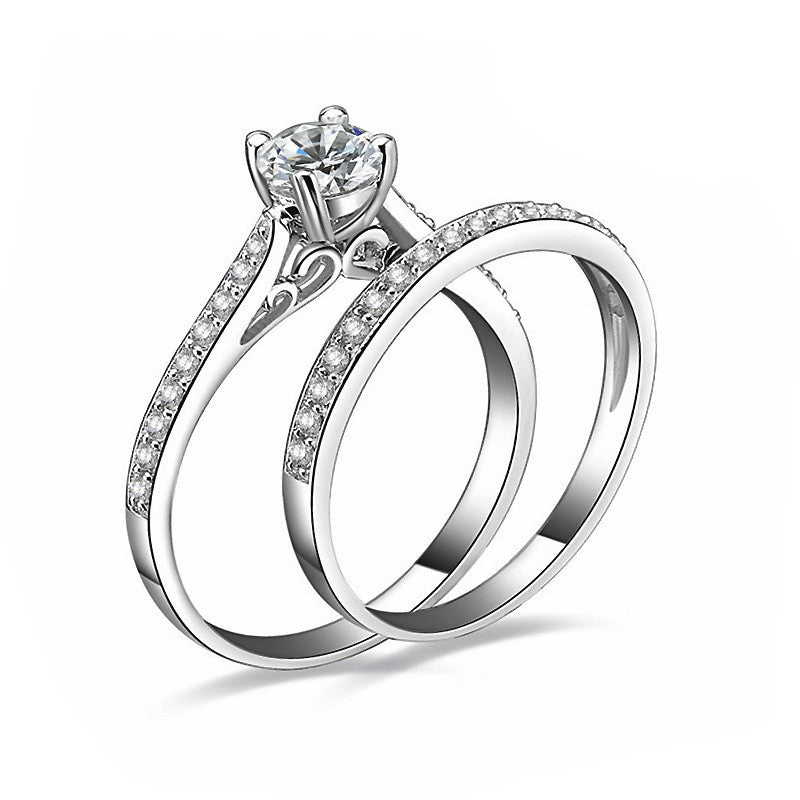 Crystal Engagement And Wedding Rings For Women wr-