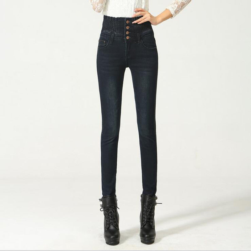 High Waist Elastic Skinny Women Denim Long Pencil Pants