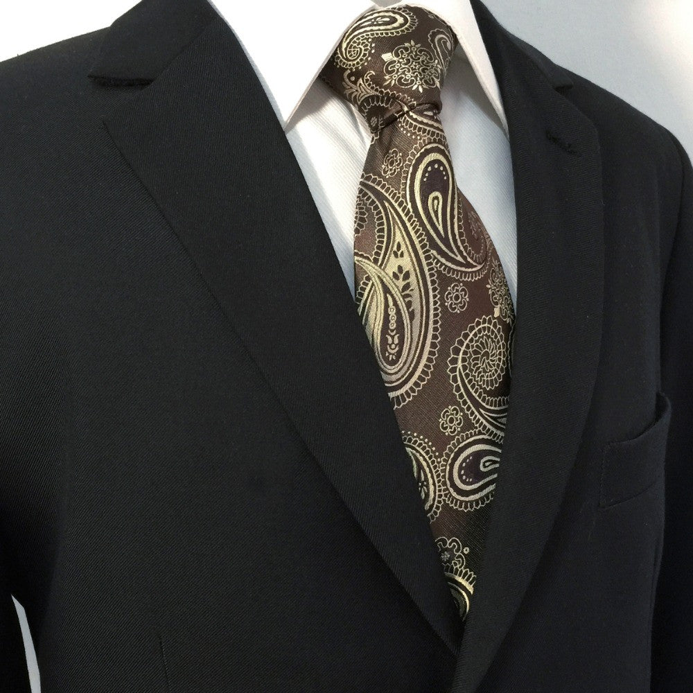 Brown Paisley Silk Woven Fashion Men's Ties