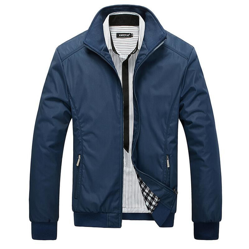 Overcoat Casual Slim Fit Collar Solid Waterproof Casual Jacket for Men