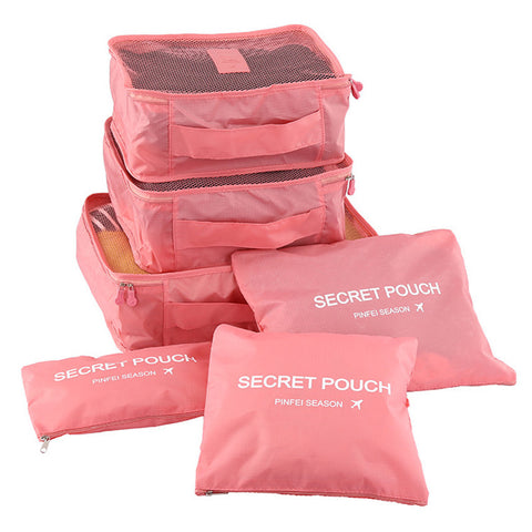 6Pcs Double Zipper Waterproof Polyester Travel Bags Packing Cubes