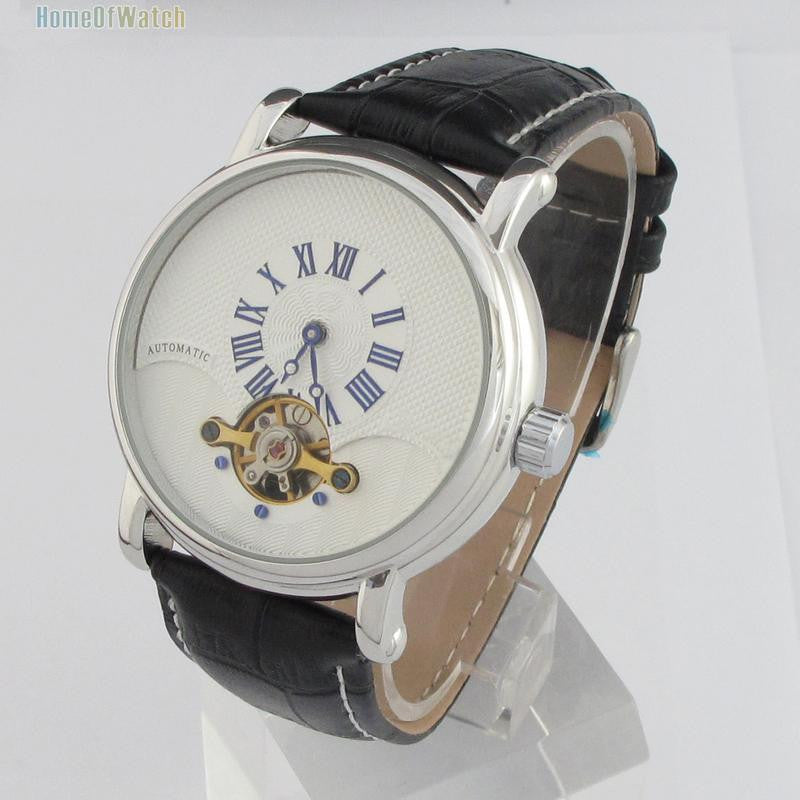 Luxury Tourbillon White Dial Automatic Mechanical Watch wm-m