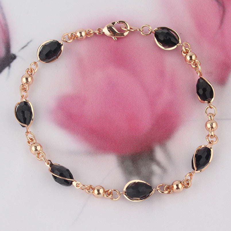 Gold Plated Black Crystal Necklaces Bracelets Earrings Sets