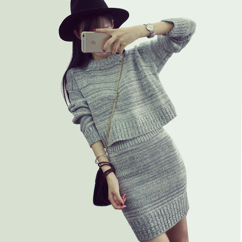 Fashion Suits For Women Sweater Set Tops+Short Skirts