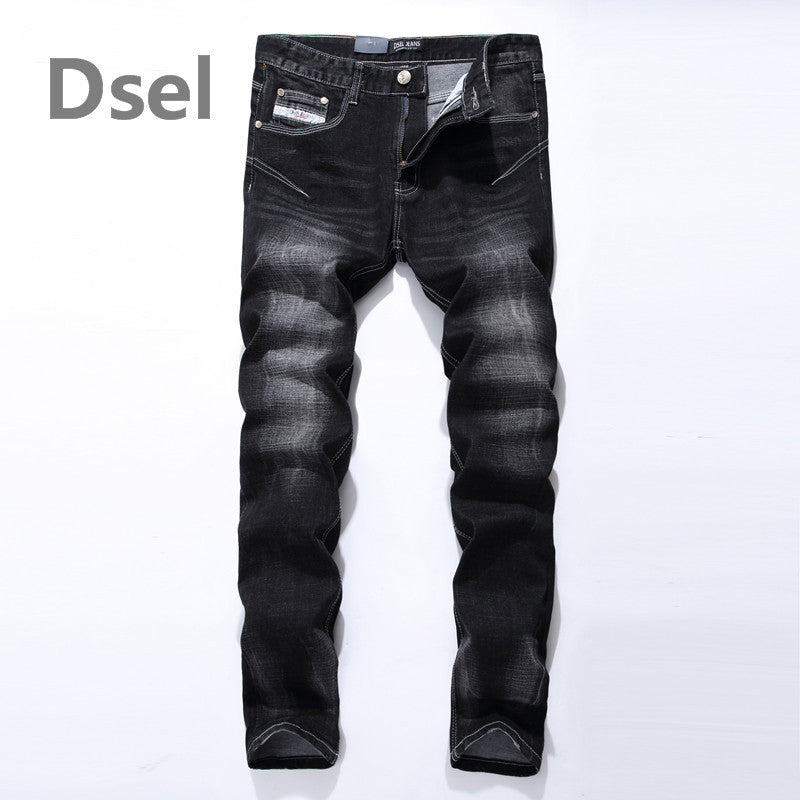 Logo Brand Dsel High Quality Stripe Slim Black Jeans For Men