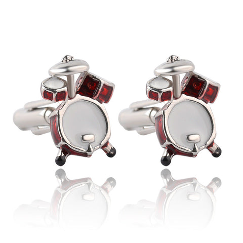 Red White Musical Band Drum Cufflinks