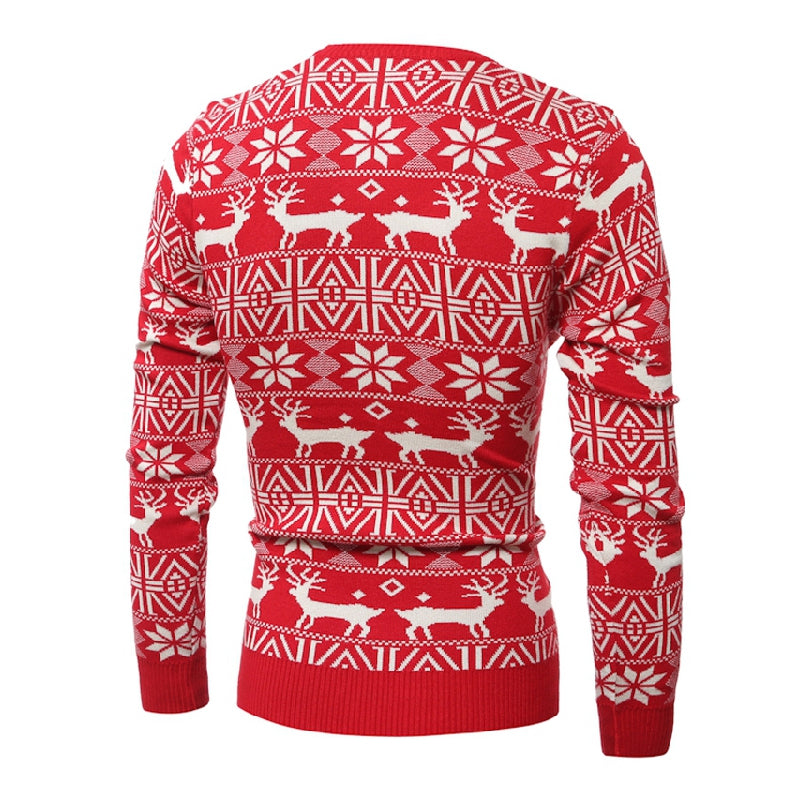 Deer Pattern Long Sleeve Men's Sweater