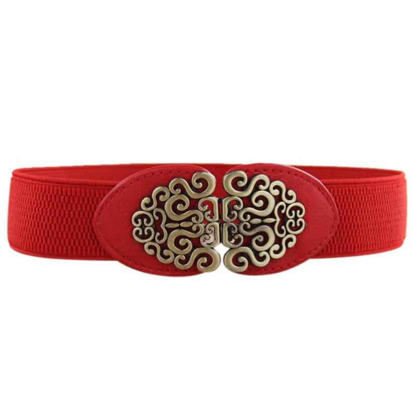 Flower Design Automatic Buckle Elastic Belt For Women