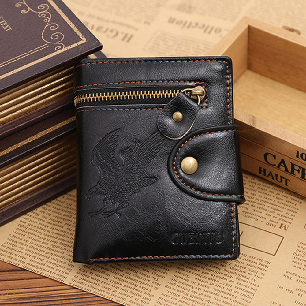 Eagle Pattern Vertical Men's Wallet Leather Card Holder