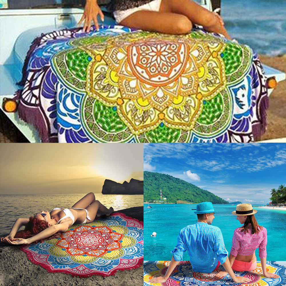 Summer Thin Round Mandala tapestry Wrap shawl Beach Cover Up