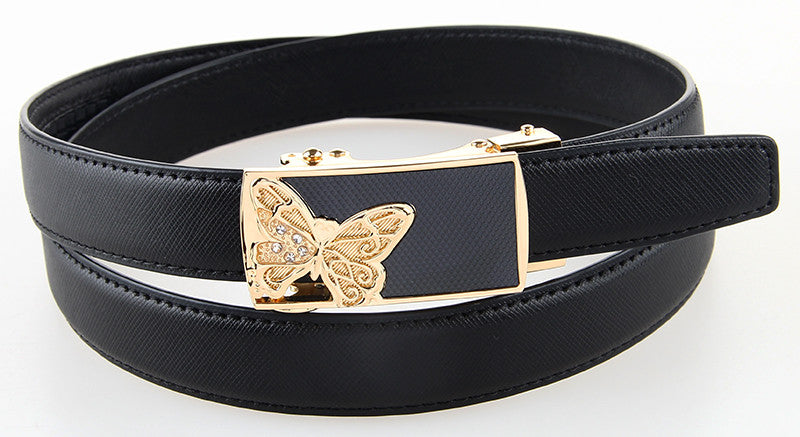Automatic Genuine Leather Belt For Women With Elegant Buckles