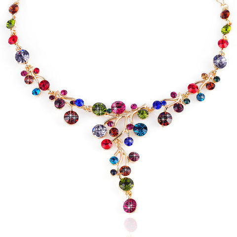 Colorful 18K Gold Plated Crystal Necklaces Jewelry Heart Pendants