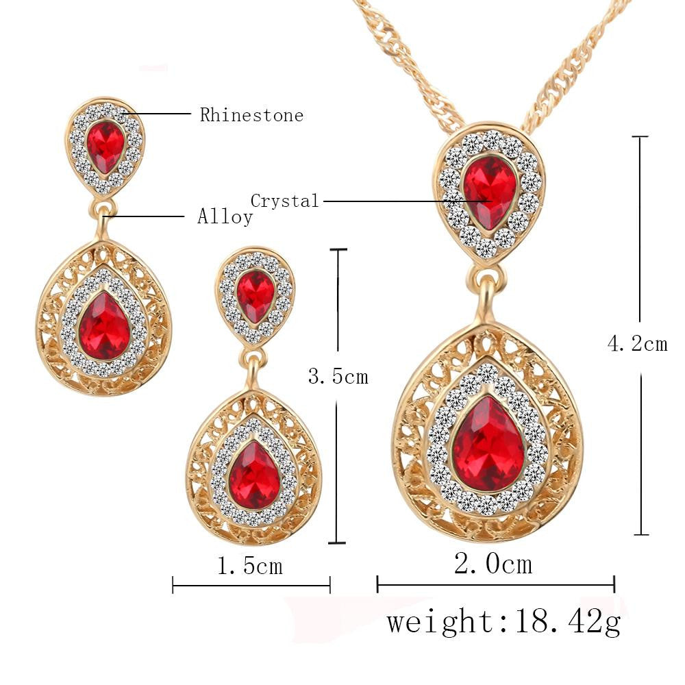 Crystal Water Drop Pendant Necklaces Earrings Bridal Wedding Jewelry Sets