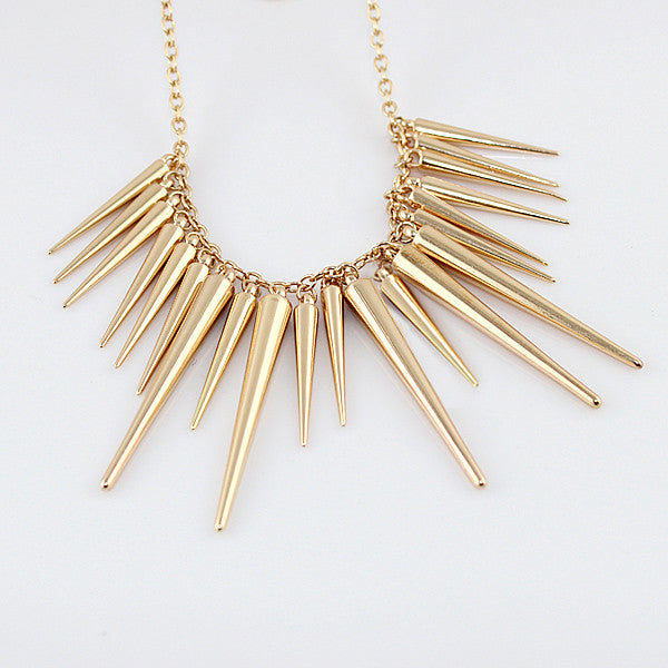 Steampunk Gold Silver Color Chain Spike Maxi Necklaces