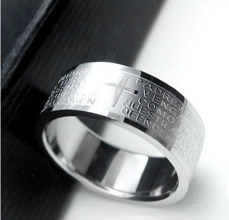 Bible Lord's Prayer Silver Unisex Rings mj-