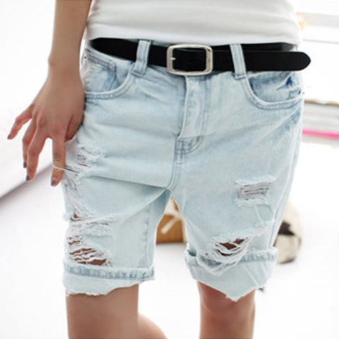 Shorts Embroidery Pocket Hole Jeans For Women