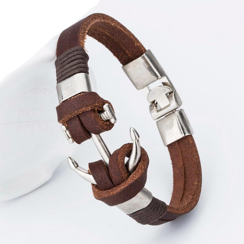 Leather Anchor Hand Made Men's Bracelets