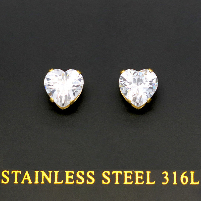 High Quality Elegant And Charming Zirconia Heart Stud Earrings
