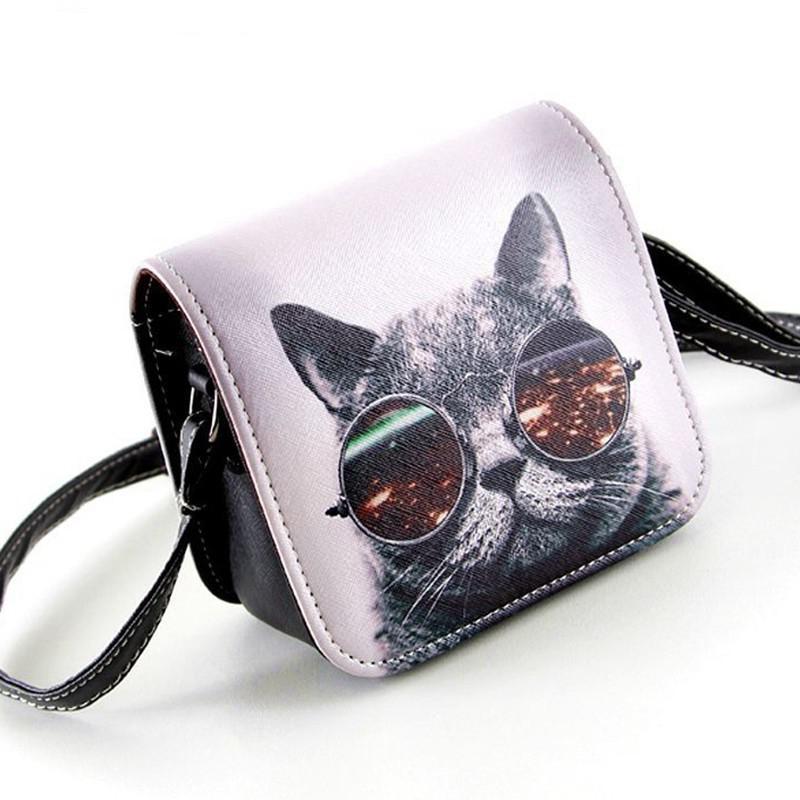 Cat Wearing Big Glasses & Many Printed Design Handbags bws