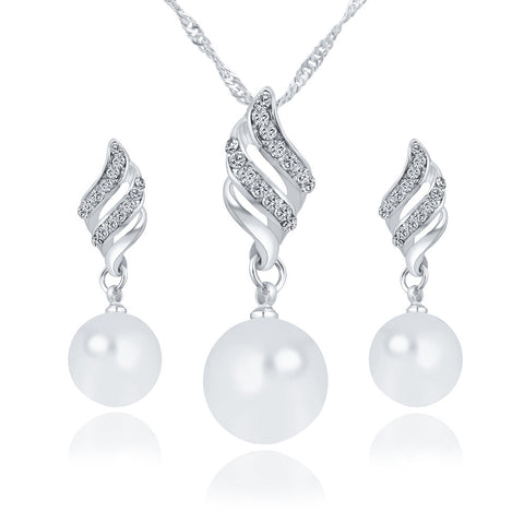 Necklaces Earrings Crystal Pearl Jewelry Sets
