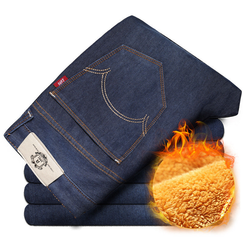 Best Thicken Warm Stretch Denim Fleece Jeans for Men