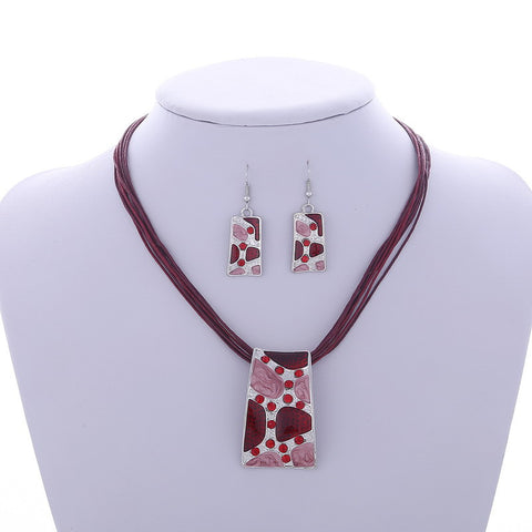 Fine Jewelry Sets Silver Plated 4 Color Crystal Necklaces And Earrings