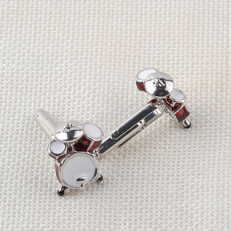 Red White Musical Band Drum Cufflinks