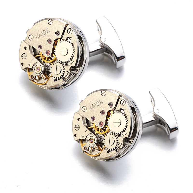 Watch Movement Gear Mechanism Cufflinks for Men