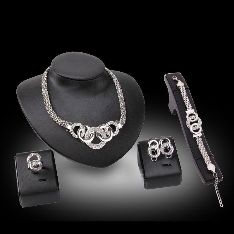 Wedding Jewelry Sets Bracelets Earrings Necklace Rings wr-
